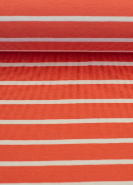 Jersey - Isa  - Streifen - orange - weiss